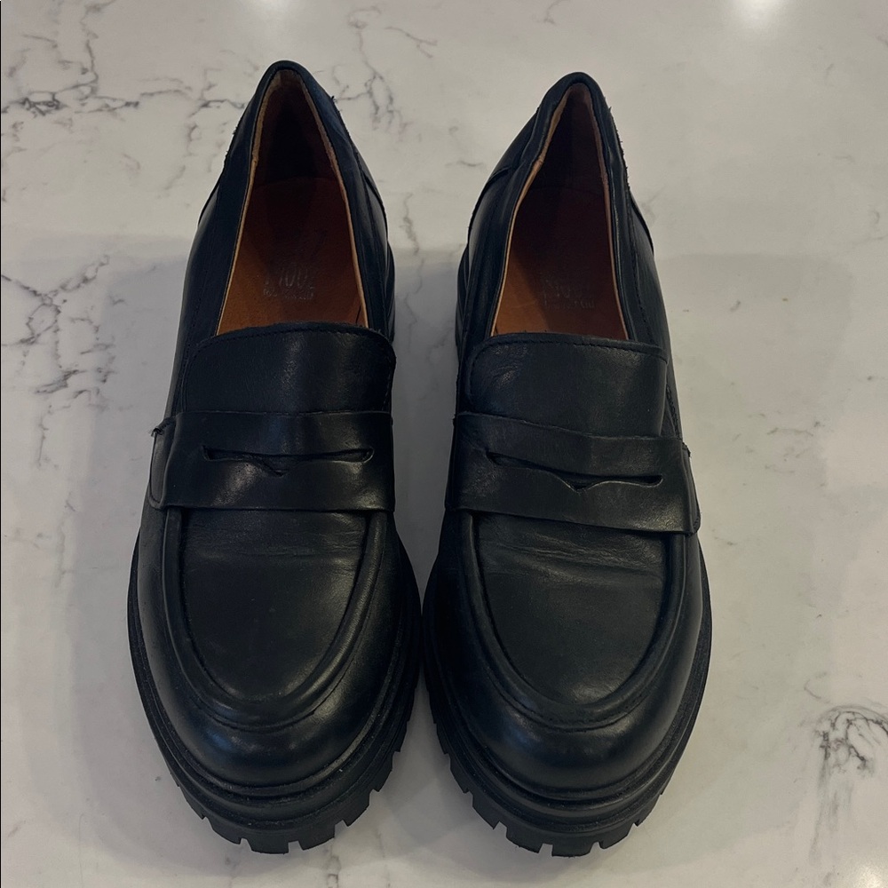 Miz Mooz Black Leather Slip-On Loafers
